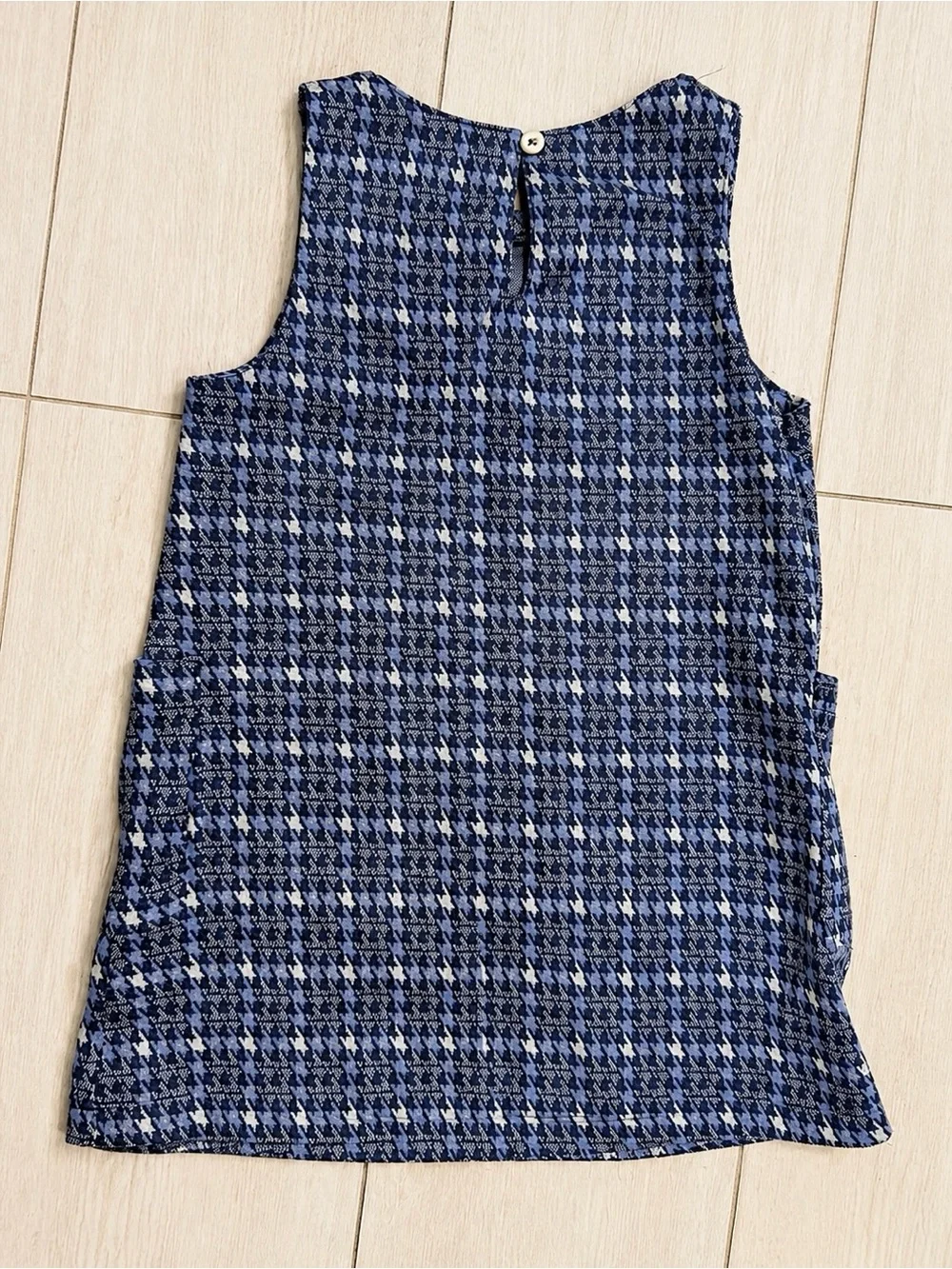 Nicole Miller New York Girls Size 5 Blue Houndstooth Sleeveless Dress